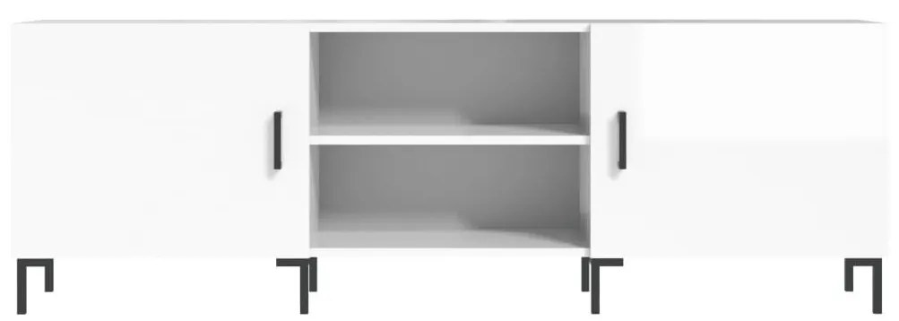 Έπιπλο Τηλεόρασης Γυαλ. Λευκό150x30x50εκ.Επεξεργασμένο Ξύλο - Λευκό