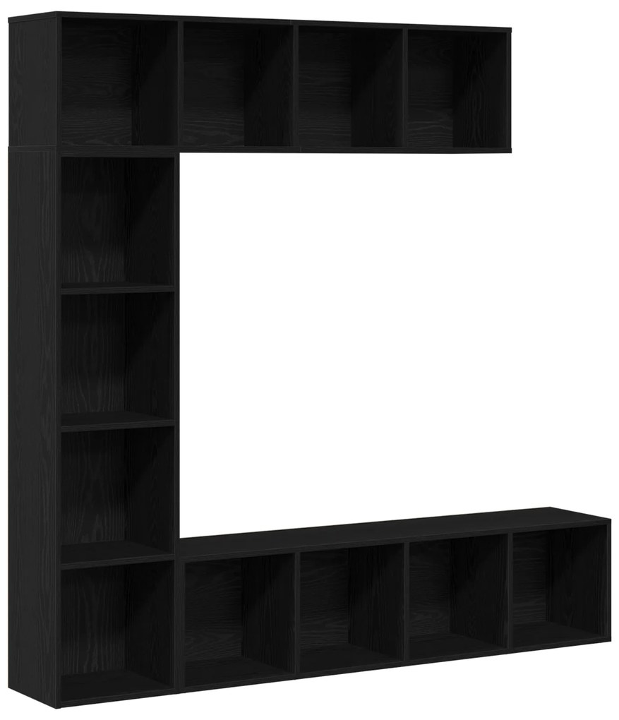 vidaXL Βιβλιοθήκες 3 τεμ Μαύρη Δρυς 36x30x143 εκ Επεξεργασμένο Ξύλο