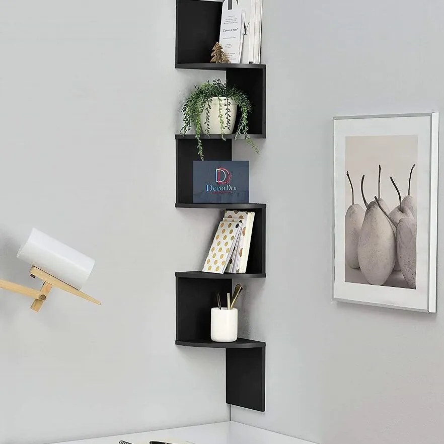 Intra απο ξύλο plywood 3mm-4mm πάχος – Πλωτό γωνιακό ράφι 5 επιπέδων ζιγκ-ζαγκ για ξύλο σαλονιού 15x20 cm INTRAVECTRY-MY554194