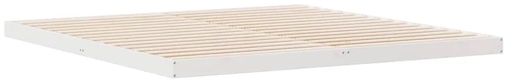 vidaXL Κρεβάτι δαπέδου Λευκό 200 x 220 cm Μασίφ ξύλο πεύκου