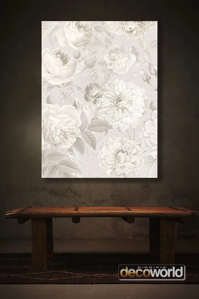 Πίνακας σε καμβά με λευκά λουλούδια KNV948 80cm x 120cm