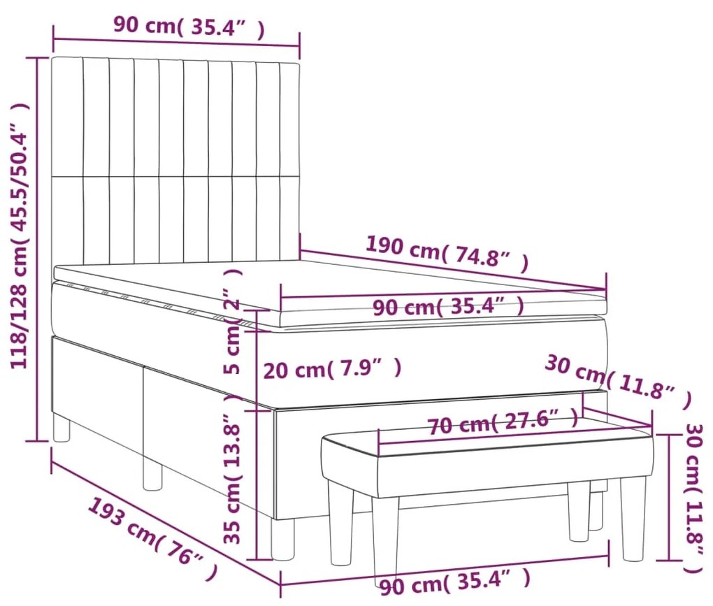 ΚΡΕΒΑΤΙ BOXSPRING ΜΕ ΣΤΡΩΜΑ ΜΑΥΡΟ 90X190 ΕΚ. ΒΕΛΟΥΔΙΝΟ 3137937