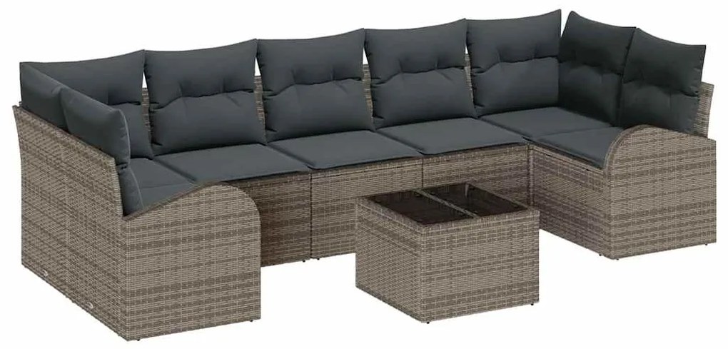 vidaXL Σετ Καναπέ Κήπου 8 pcs Γκρι 55 x 55 x 37 εκ συνθετικό ρατάν