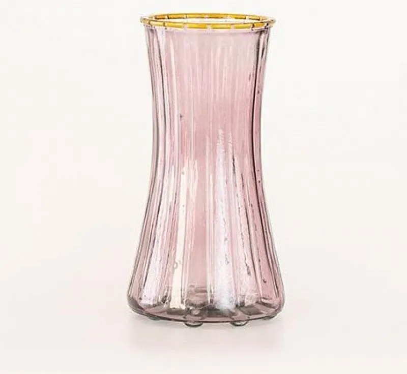 Eurolamp Γυάλινο Βάζο Με Ανάγλυφες Γραμμές 10.3x12.4x24cm Μωβ 600-45437