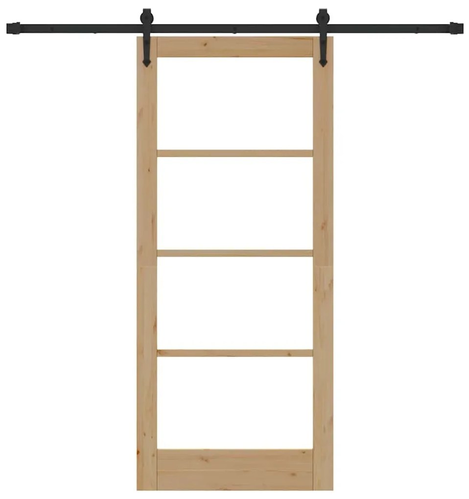vidaXL Ολισθητή Πόρτα Καφέ 86 x 198.5 cm Ξύλο και μέταλλο