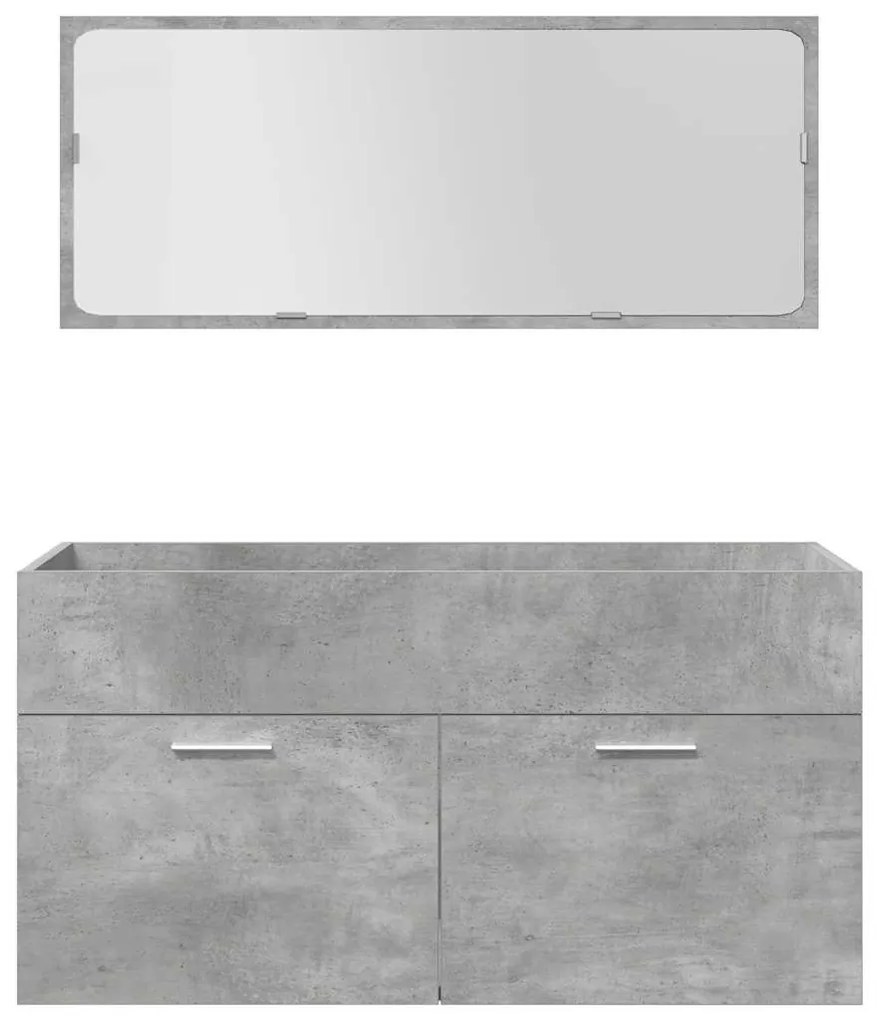 vidaXL Σετ Επίπλων Μπάνιου 5 Τεμαχίων Γκρι Σκυροδέματος από Επεξ. Ξύλο