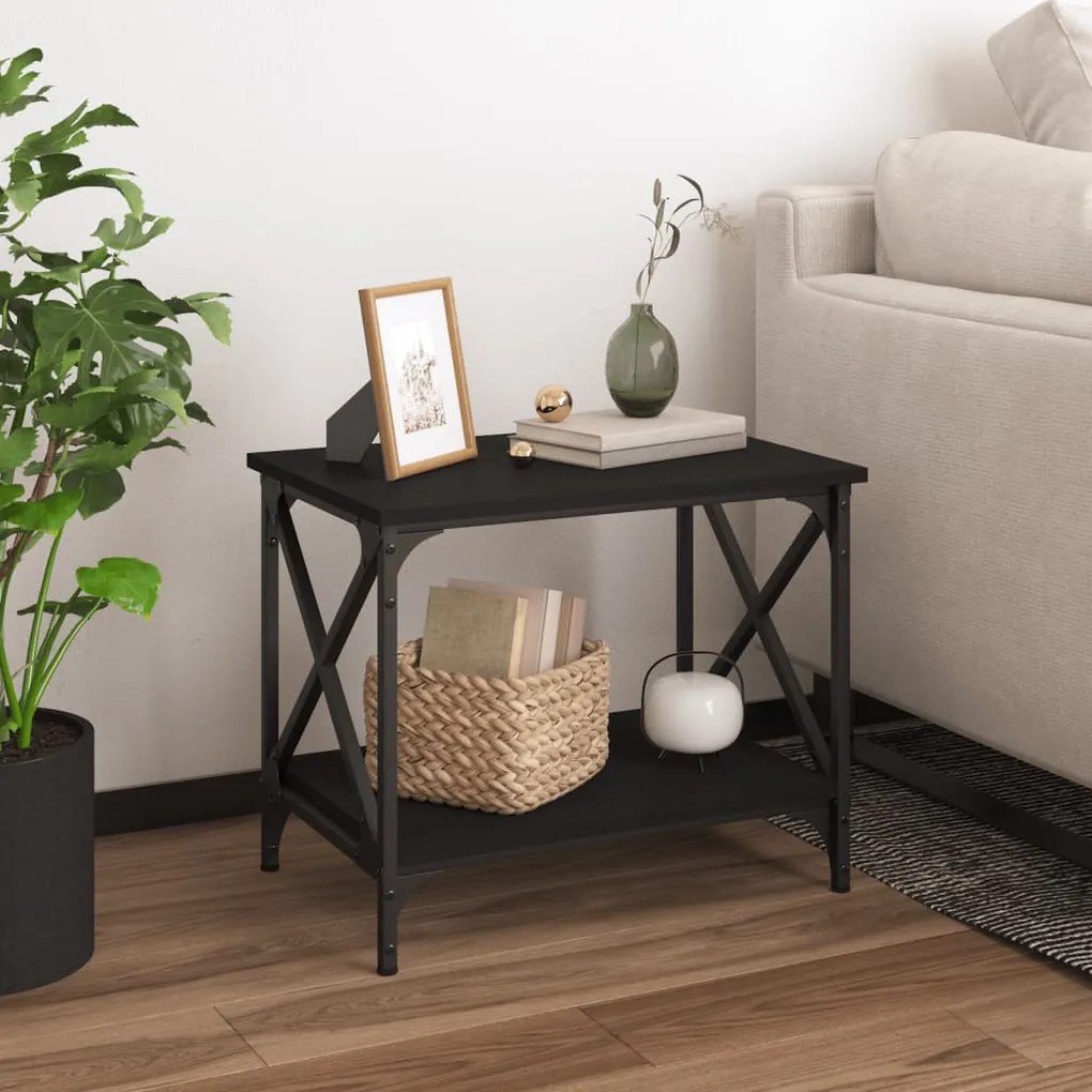 vidaXL Βοηθητικό Τραπέζι Μαύρο 55 x 38 x 45 εκ. από Επεξεργασμένο Ξύλο