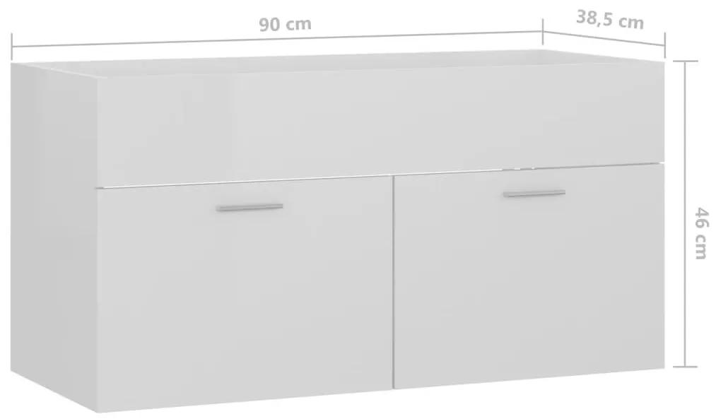 Ντουλάπι Νιπτήρα Γυαλιστερό Λευκό 90 x 38,5 x 46εκ. Μοριοσανίδα - Λευκό