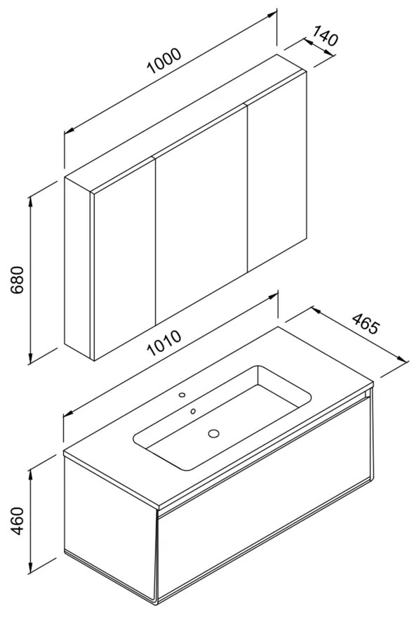 Πάγκος BELLA Μπεζ MDF 18mm Λάκα 100 S3BBEL100SBM 101x46.5x46cm 3SBEL100SBM