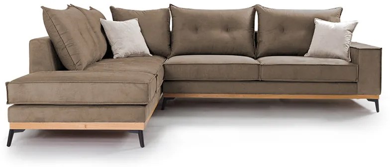 Γωνιακός καναπές δεξιά γωνία Luxury II pakoworld ύφασμα mocha-cream 290x235x95εκ