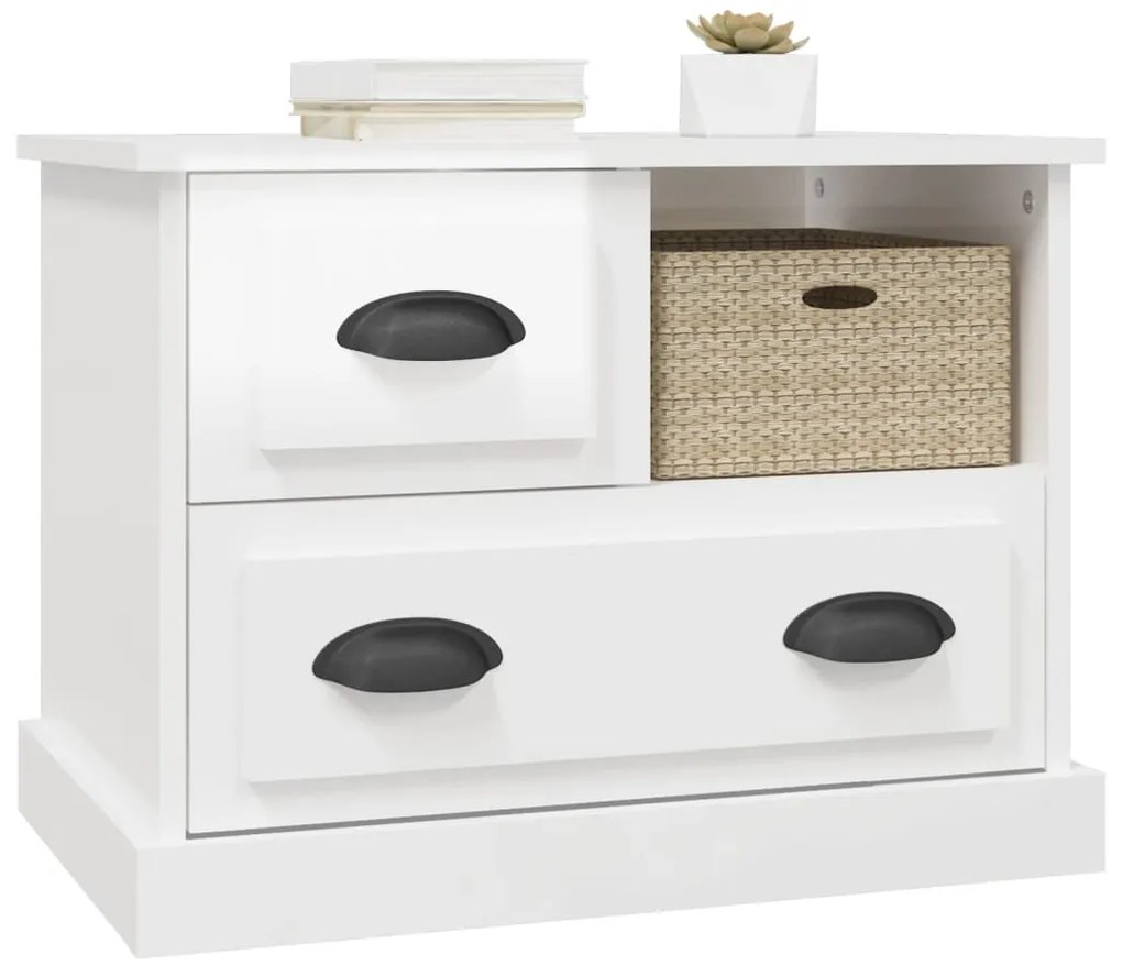 vidaXL Κομοδίνα Γυαλιστερό Λευκό 60x39x45 εκ.