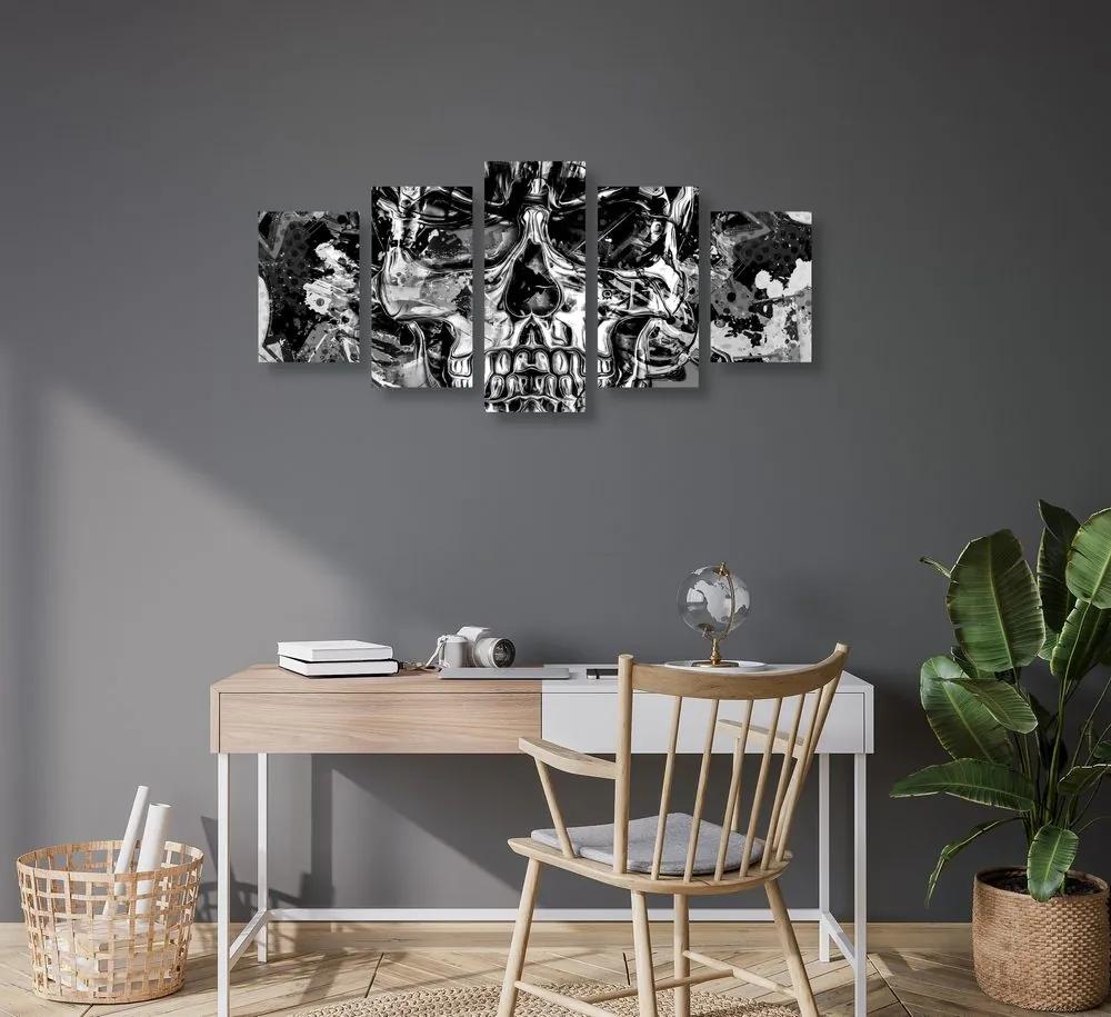 Καλλιτεχνικό κρανίο με εικόνα 5 μερών σε ασπρόμαυρο σχέδιο - 100x50
