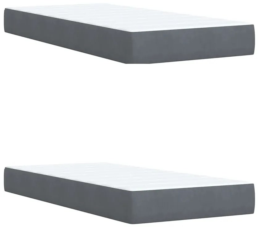 vidaXL Κρεβάτι Boxspring με Στρώμα Σκούρο Γκρι 200x200 εκ. Βελούδινο