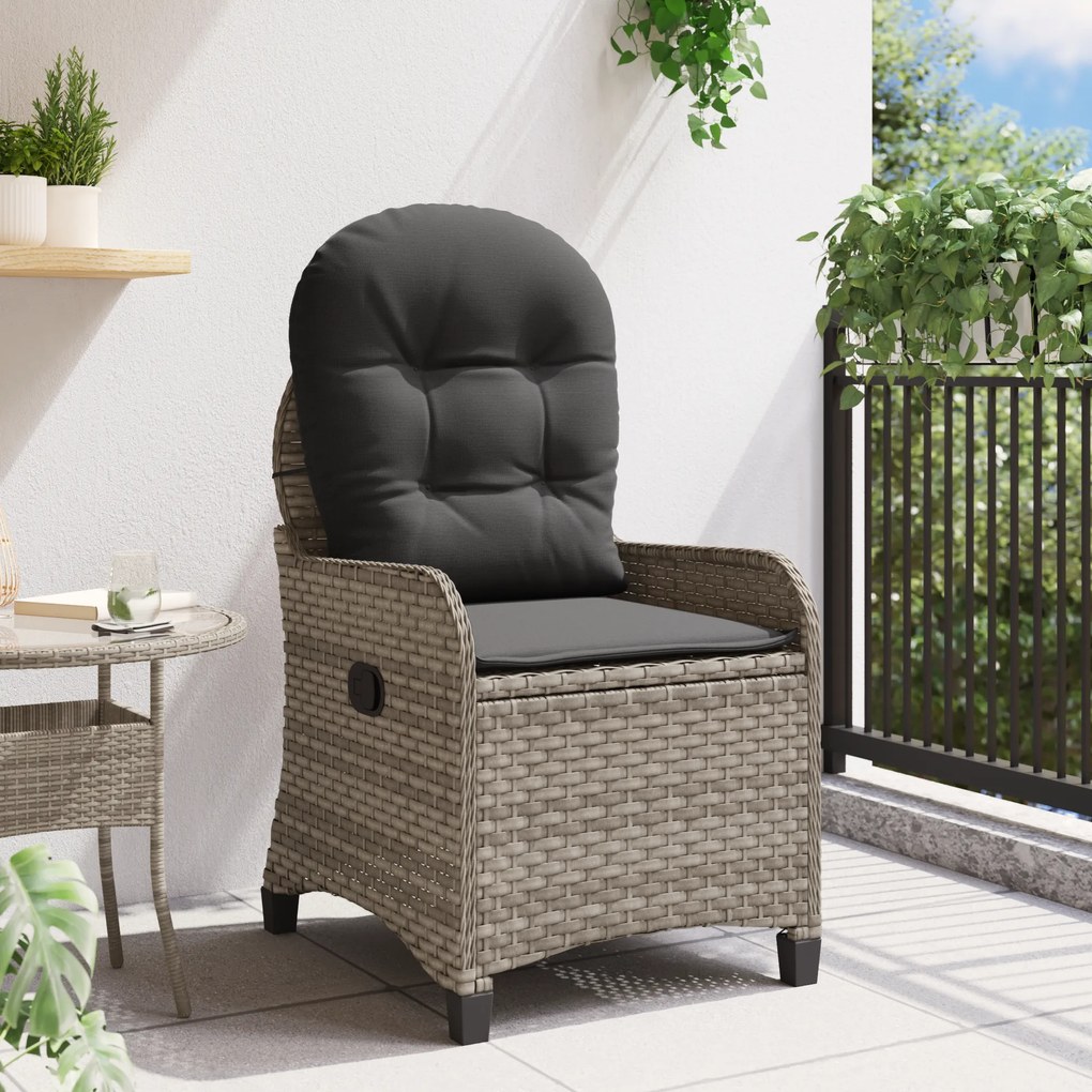 vidaXL Ανακλινόμενη πολυθρόνα Γκρι 56 x 66 x 95 εκ συνθετικό ρατάν