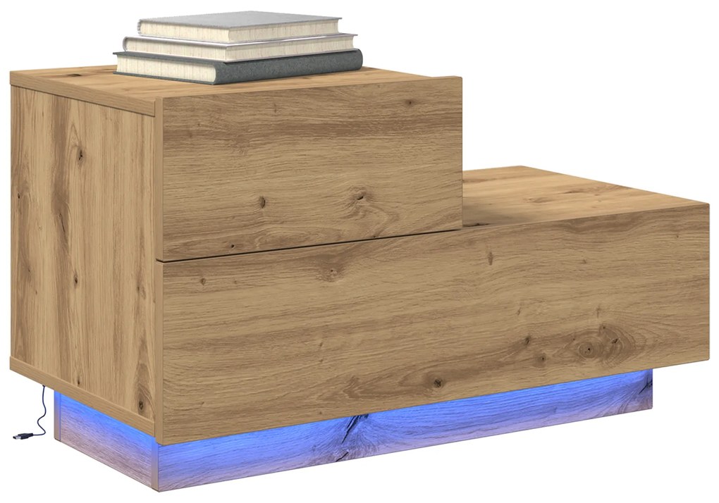 vidaXL Κομοδίνο με φώτα LED σε Artisan Oak 100x36x49 εκ