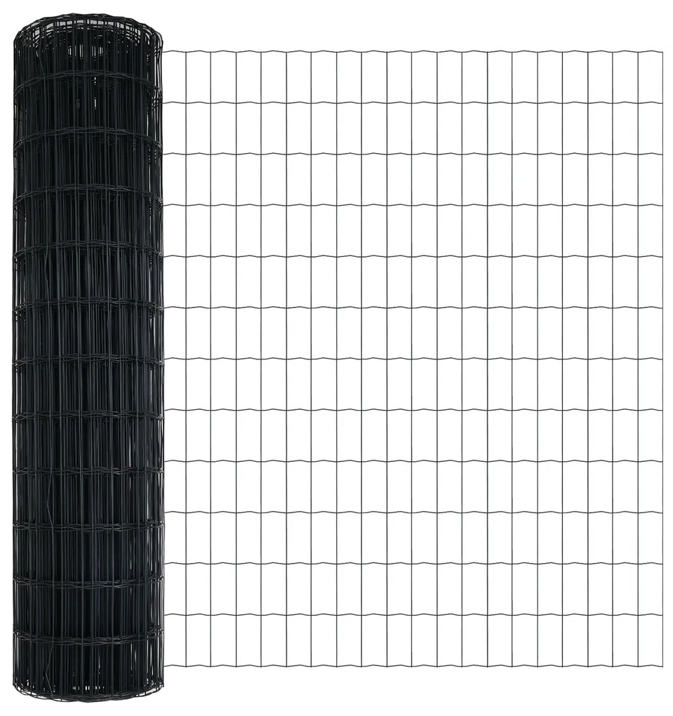 vidaXL Euro Fence με 7 φλαντζωτές κολώνες 1.2x10 μ Γαλβανισμένο ατσάλι