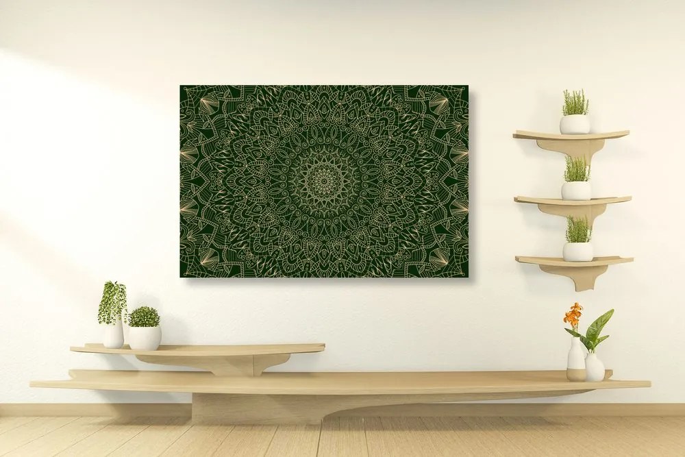 Εικόνα λεπτομερώς διακοσμητικό Mandala σε πράσινο χρώμα - 60x40