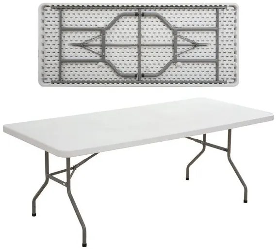 WOODWELL ΕΟ170BLOW Τραπέζι Συνεδρίου - Catering Πτυσσόμενο, Μέταλλο Βαφή Γκρι, HDPE Άσπρο 183x76x74cm ΕΟ170