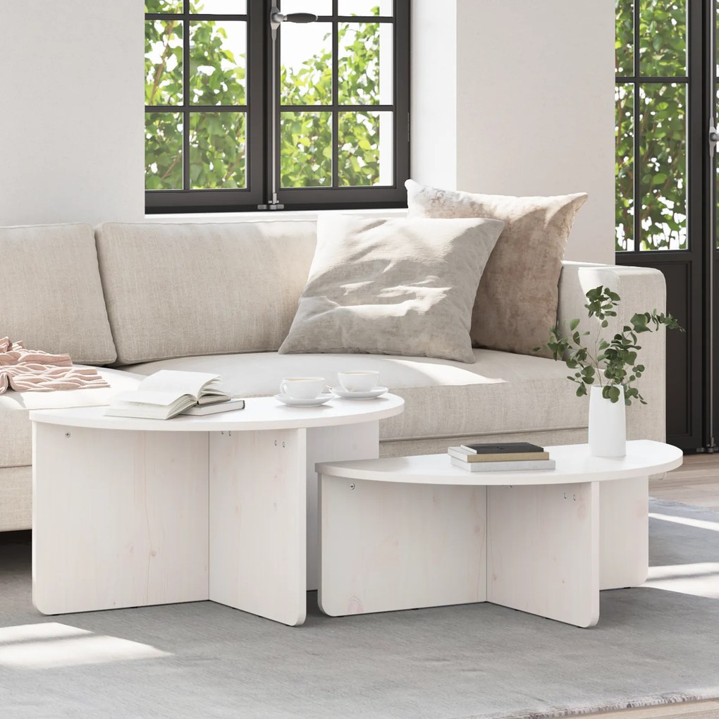 vidaXL Τραπεζάκι σαλονιού 2 pcs Λευκό 79 x 39.5 x 40 εκ