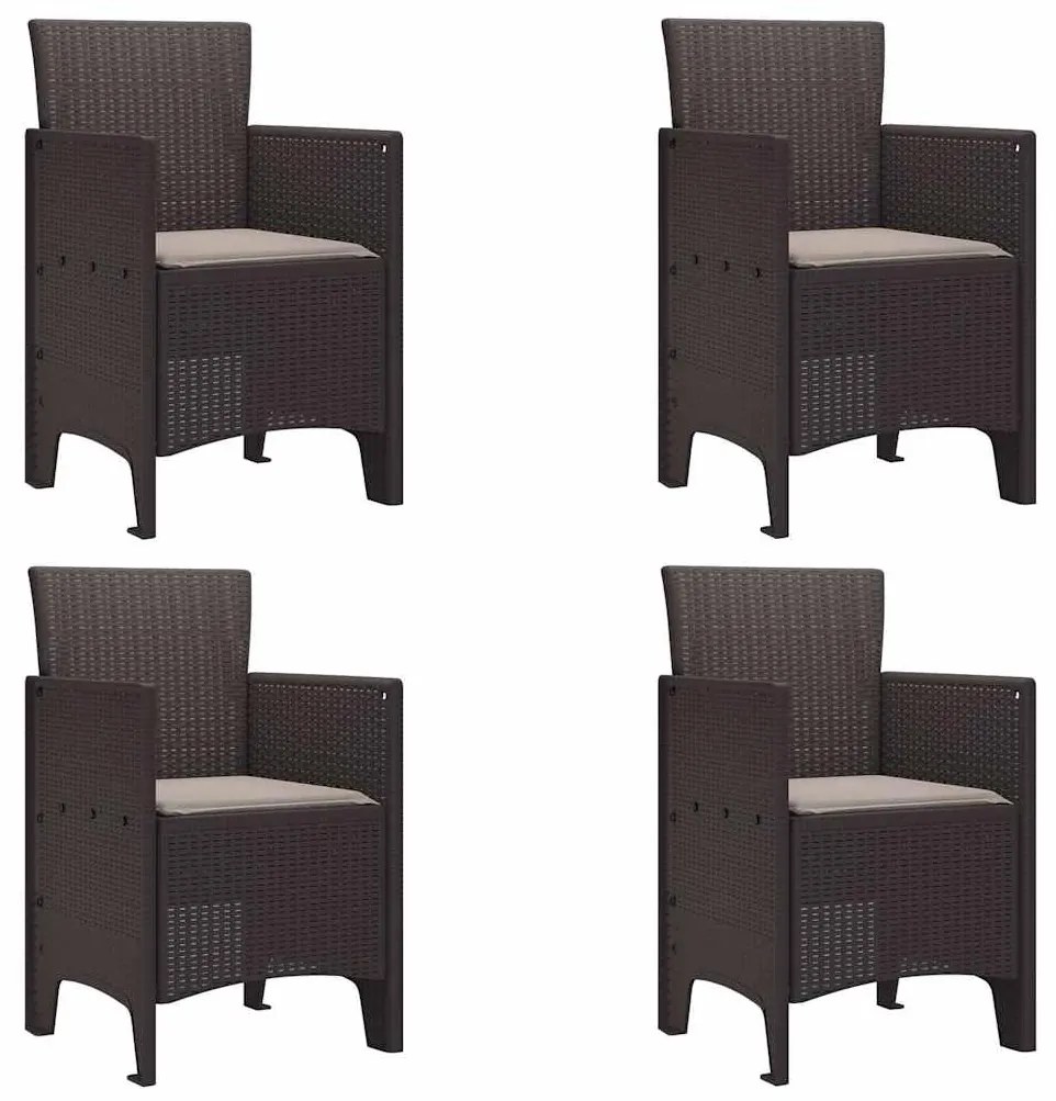 vidaXL Καρέκλα Κήπου 4 pcs Καφέ 53 x 49 x 85 εκ. PP