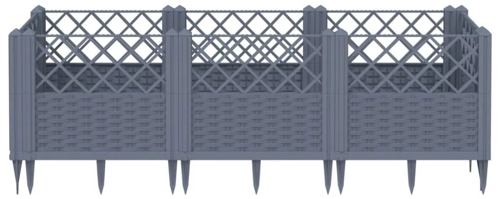 Ζαρντινιέρα με Πασσάλους Μπλε Γκρι 123,5x43,5x43,5εκ. Πολυπροπυλένιο 368019