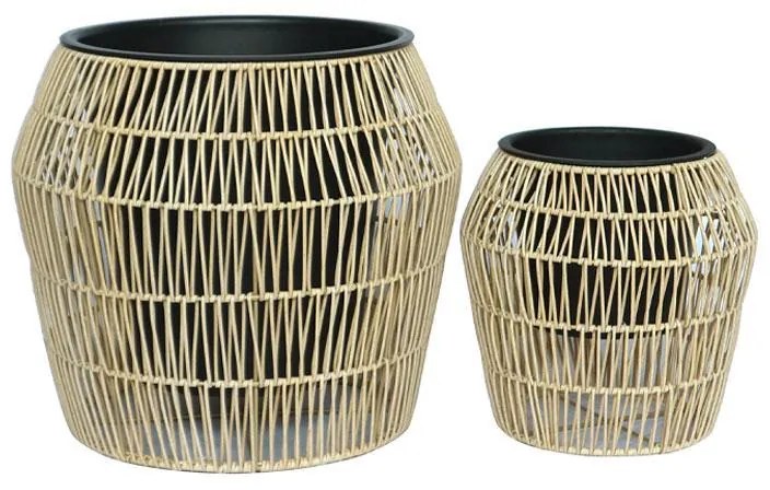 ΣΕΤ ΚΑΣΠΩ 2 ΤΕΜΑΧΙΑ POLY RATTAN  Fylliana FL22157 ΦΥΣΙΚΟ ΧΡΩΜΑ 42x38εκ &amp; 28x28εκ