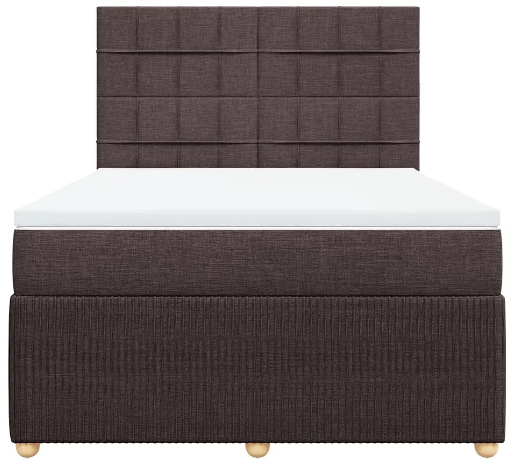 vidaXL Κρεβάτι Boxspring με Στρώμα Σκούρο Καφέ 140x190 εκ. Υφασμάτινο