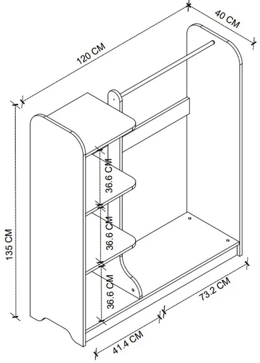 Έπιπλο εισόδου Rozesme Megapap χρώμα pine oak 120x40x135εκ.