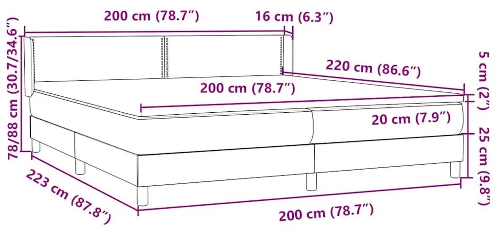 Box Spring κρεβάτι με στρώμα ροζ 200x220 cm Βελούδινο - Ροζ