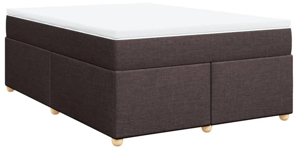 vidaXL Κρεβάτι Boxspring με Στρώμα Σκούρο Καφέ 140x190 εκ. Υφασμάτινο