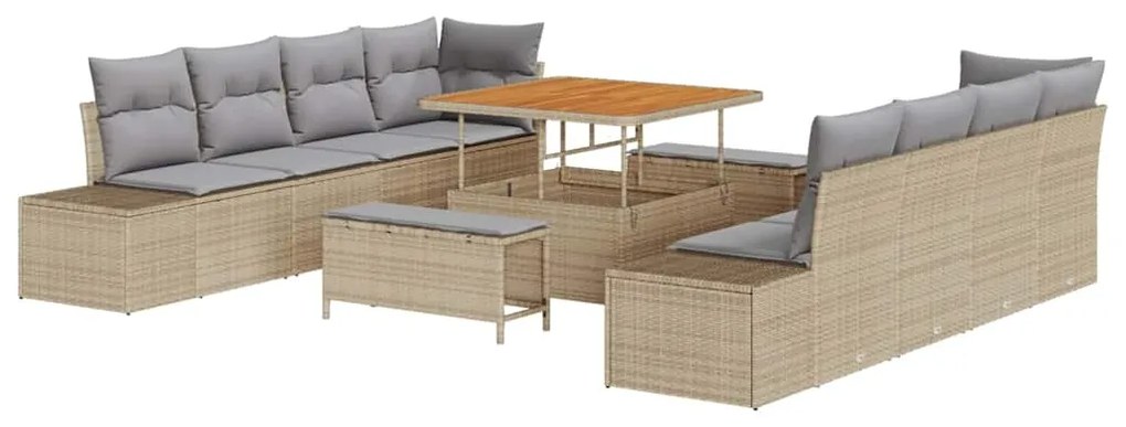 vidaXL Σετ Καναπέ Κήπου 11 pcs Μπεζ, Ανοιχτό Γκρι 100 x 100 x 71 cm