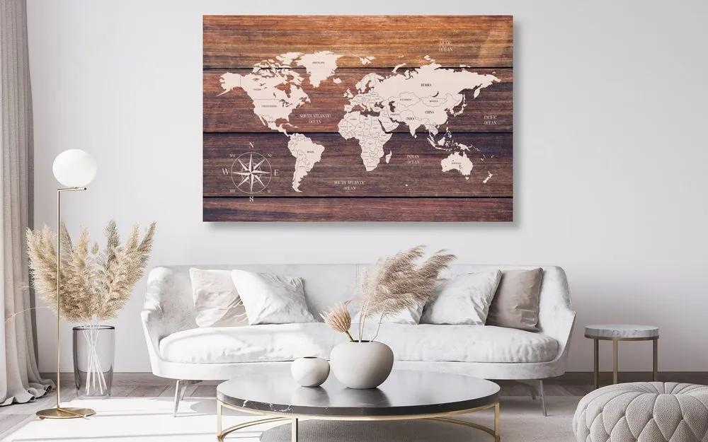 Εικόνα ενός αξιοπρεπούς χάρτη από φελλό με ξύλινο φόντο - 120x80  wooden