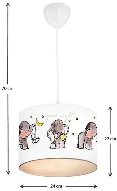 Φωτιστικό οροφής Winnie Megapap υφασμάτινο με χαριτωμένα ελεφαντάκια 24x22x70εκ. - Ύφασμα - GP029-0060,1