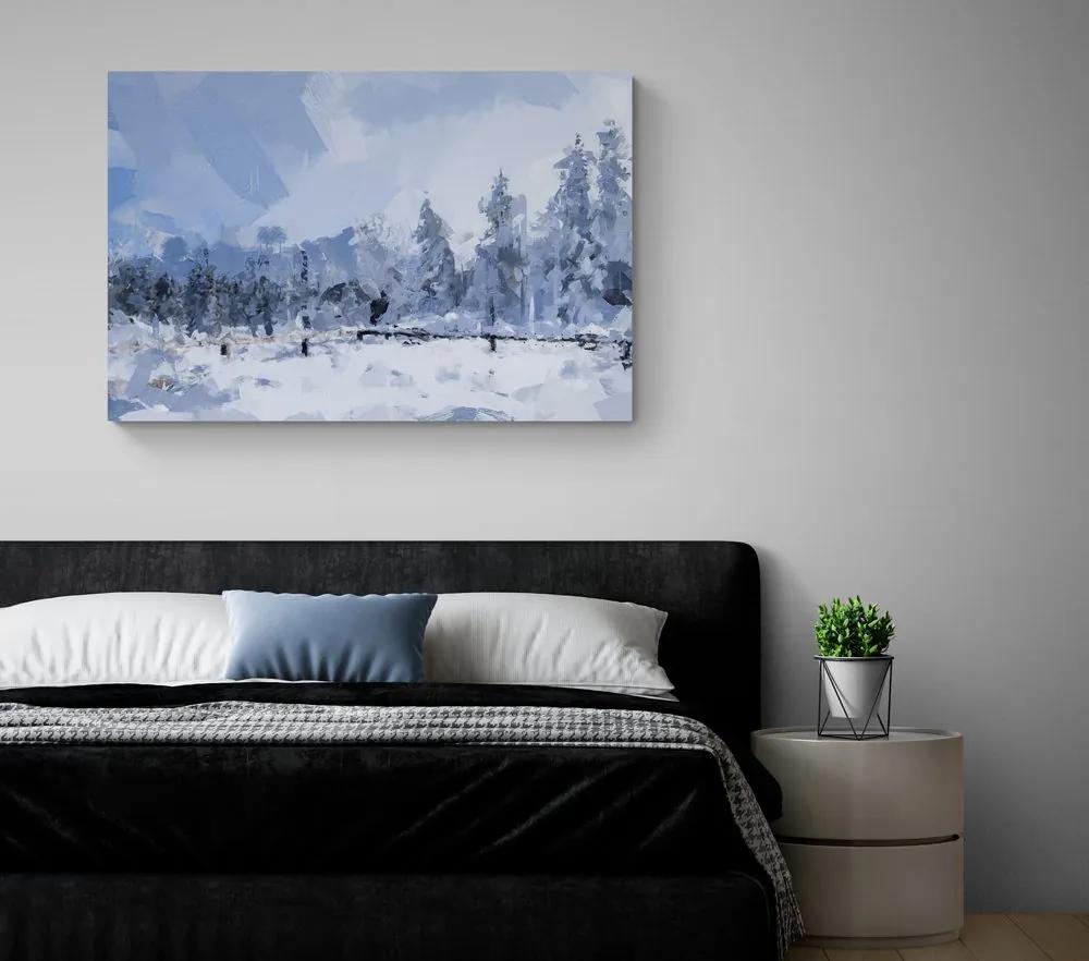 Εικόνα χιονιού στο δάσος - 120x80