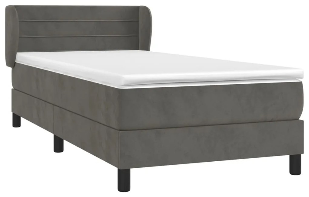 ΚΡΕΒΑΤΙ BOXSPRING ΜΕ ΣΤΡΩΜΑ ΣΚΟΥΡΟ ΓΚΡΙ 90X190 ΕΚ. ΒΕΛΟΥΔΙΝΟ 3127524