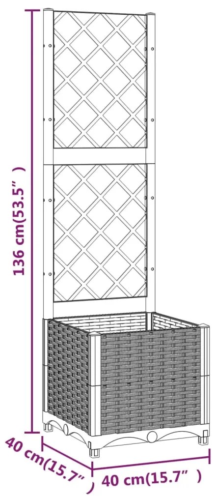 Ζαρντινιέρα Κήπου με Καφασωτό Καφέ 40 x 40 x 136 εκ. από PP - Καφέ