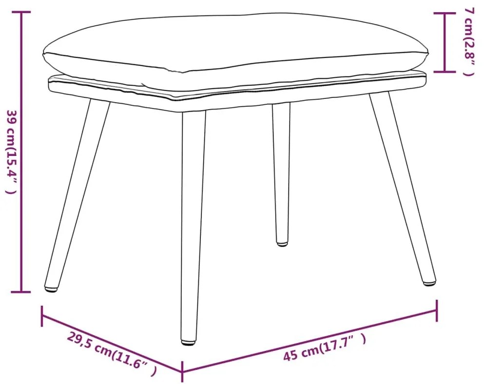 Υποπόδιο Κρεμ 45x29,5x35 εκ. Ύφασμα &amp; Συνθετικό Δέρμα - Κρεμ