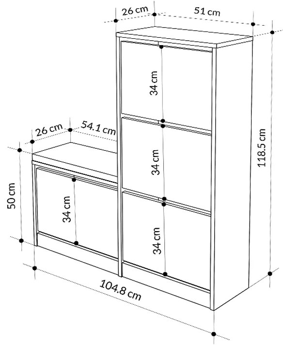 Παπουτσοθήκη μελαμίνης Dude Megapap χρώμα λευκό 104,8x26x118,5εκ. - GP037-0188,1 - GP037-0188,1