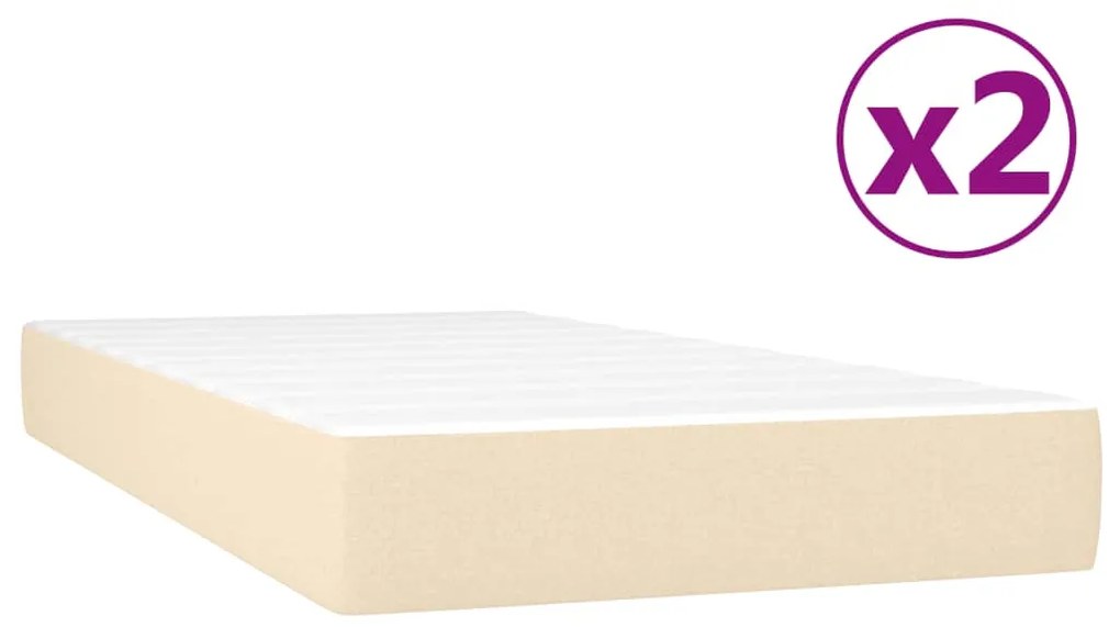 vidaXL Κρεβάτι Boxspring με Στρώμα Κρεμ 200x200 εκ. Υφασμάτινο