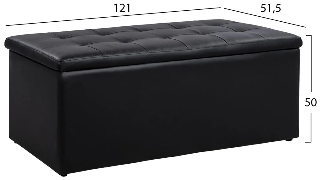 Σκαμπό TRISCUBE με Αποθηκευτικό χώρο και PU Μαύρο 121x51.5x50Υ εκ. 121x51.5x50 εκ.