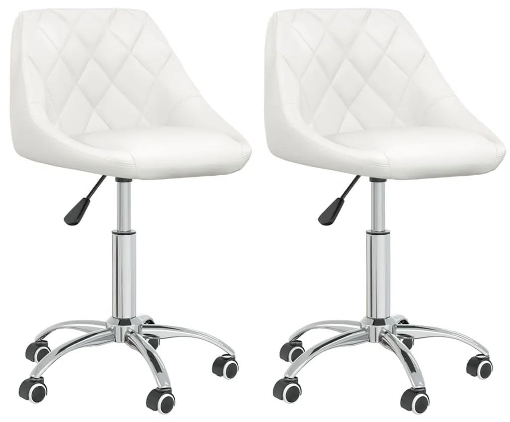 Καρέκλες Τραπεζαρίας Περιστρεφόμενες 2 τεμ. Λευκές Συνθ. Δέρμα - Λευκό