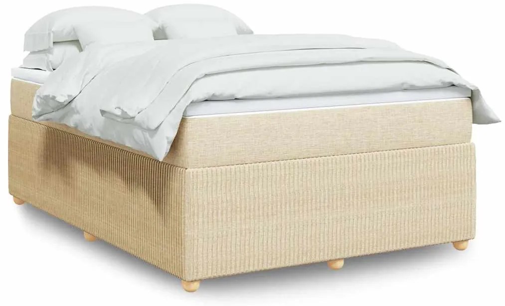 vidaXL Κρεβάτι Boxspring με Στρώμα Κρεμ 140x190 εκ. Υφασμάτινο
