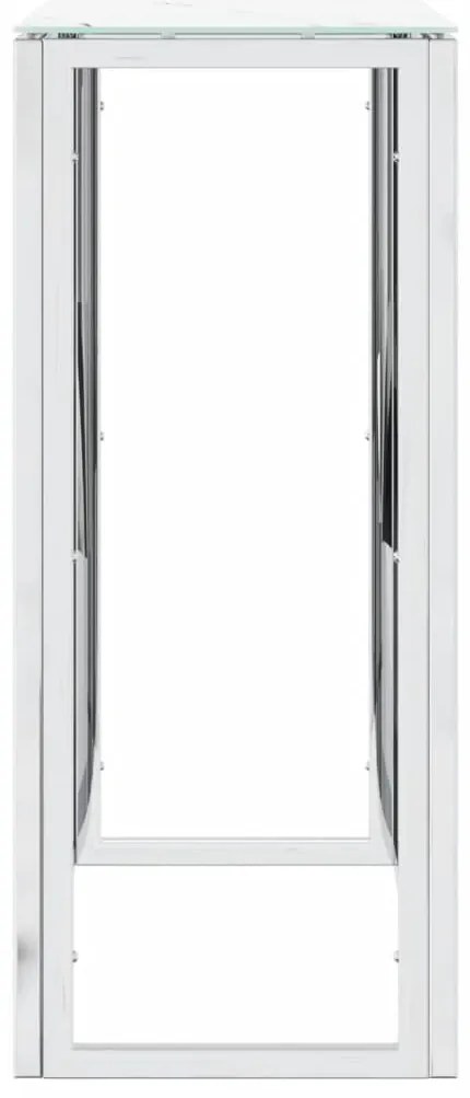 vidaXL Τραπέζι Κονσόλα Ασημί 70x30x70 εκ. Ανοξείδωτο Ατσάλι και Γυαλί