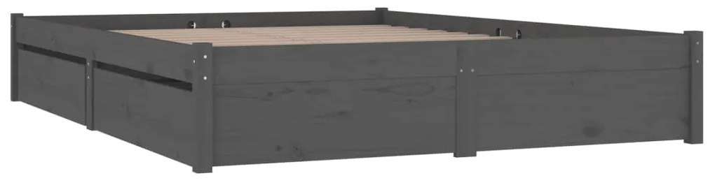 vidaXL Πλαίσιο Κρεβατιού Συρτάρια Γκρι 180 x 200 εκ Super King Size