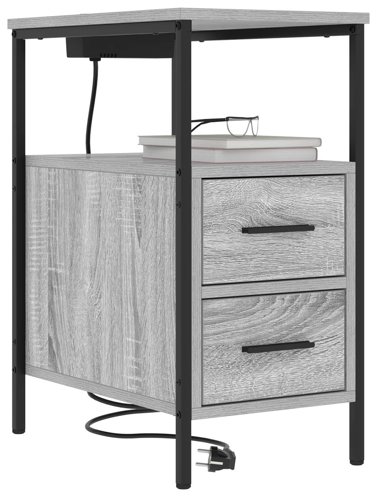 vidaXL Κομοδίνο Γκρι sonoma 30 x 48 x 61 εκ Επεξεργασμένο ξύλο