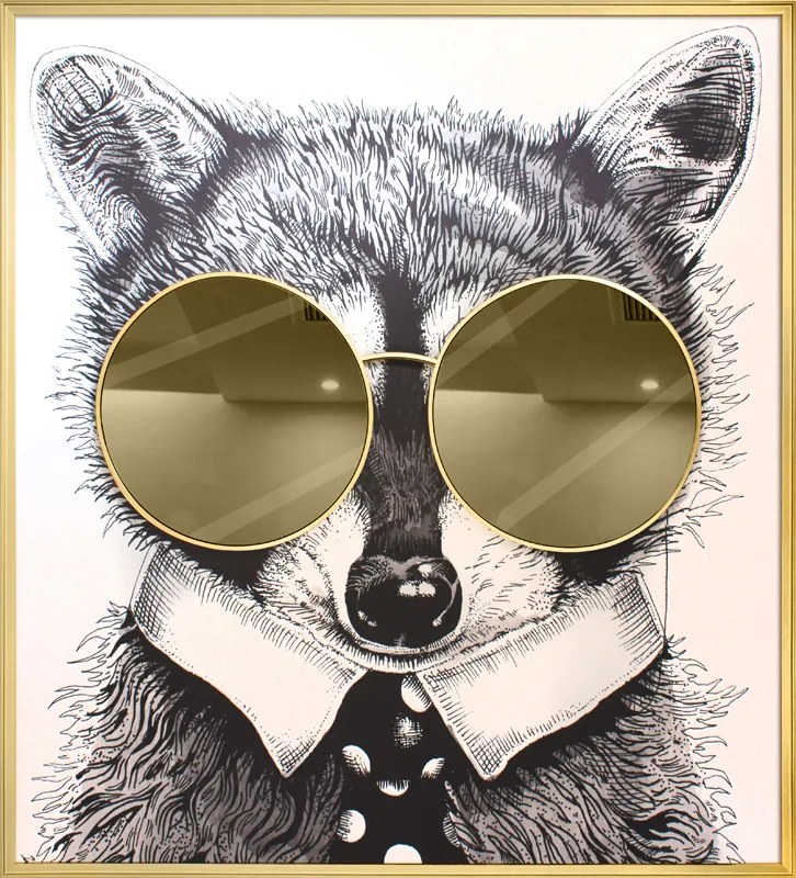 Supergreens Πίνακας Racoon Thug Life με χρυσό καθρέφτη MDF/Καμβάς 118x130 εκ. - 4710-5 - 4710-5