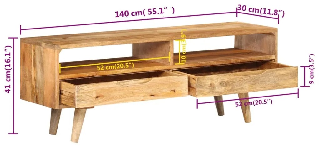 ΈΠΙΠΛΟ ΤΗΛΕΟΡΑΣΗΣ 140 X 30 X 41 ΕΚ. ΑΠΟ ΜΑΣΙΦ ΞΥΛΟ ΜΑΝΓΚΟ 352783