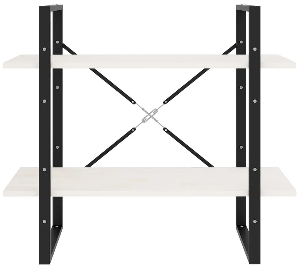 vidaXL Βιβλιοθήκη με 2 Ράφια Λευκή 80x30x70 εκ. από Μασίφ Ξύλο Πεύκου