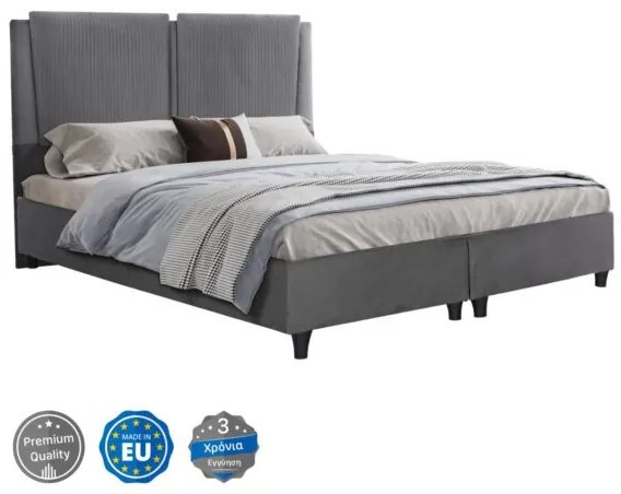 ΚΡΕΒΑΤΙ MARGA ΑΠΟ ΓΚΡΙ ΒΕΛΟΥΔΟ HM610.10 ΓΙΑ ΣΤΡΩΜΑ 160x200 εκ.
