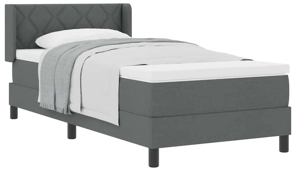vidaXL Κρεβάτι box spring με στρώμα με στρώμα Σκούρο γκρι 90 x 200 cm